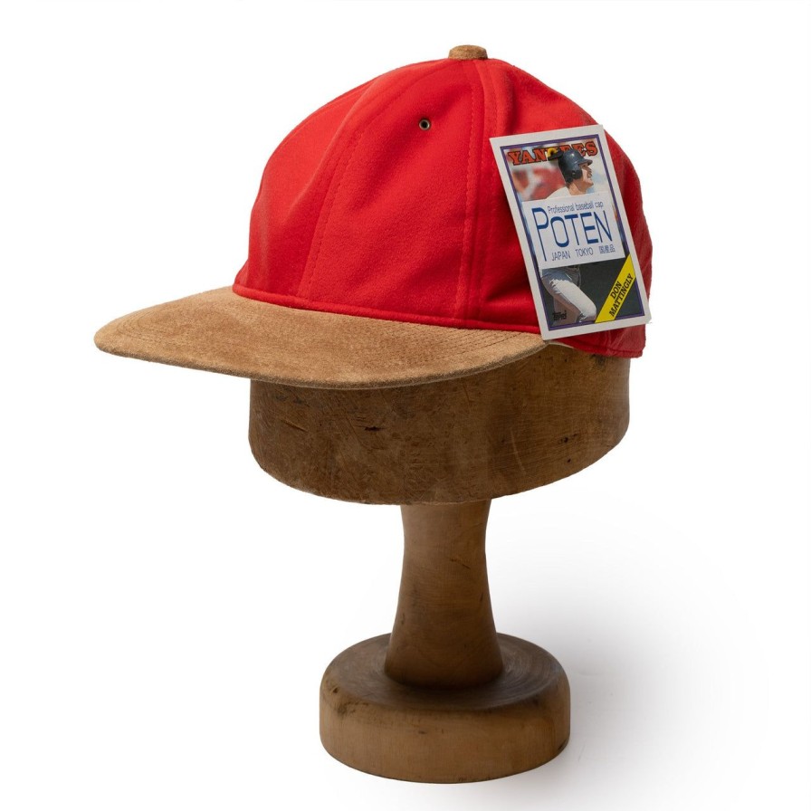 Accessories Poten Baseball Cap Poten | Poten Two Tone Suede Baseball Cap Red