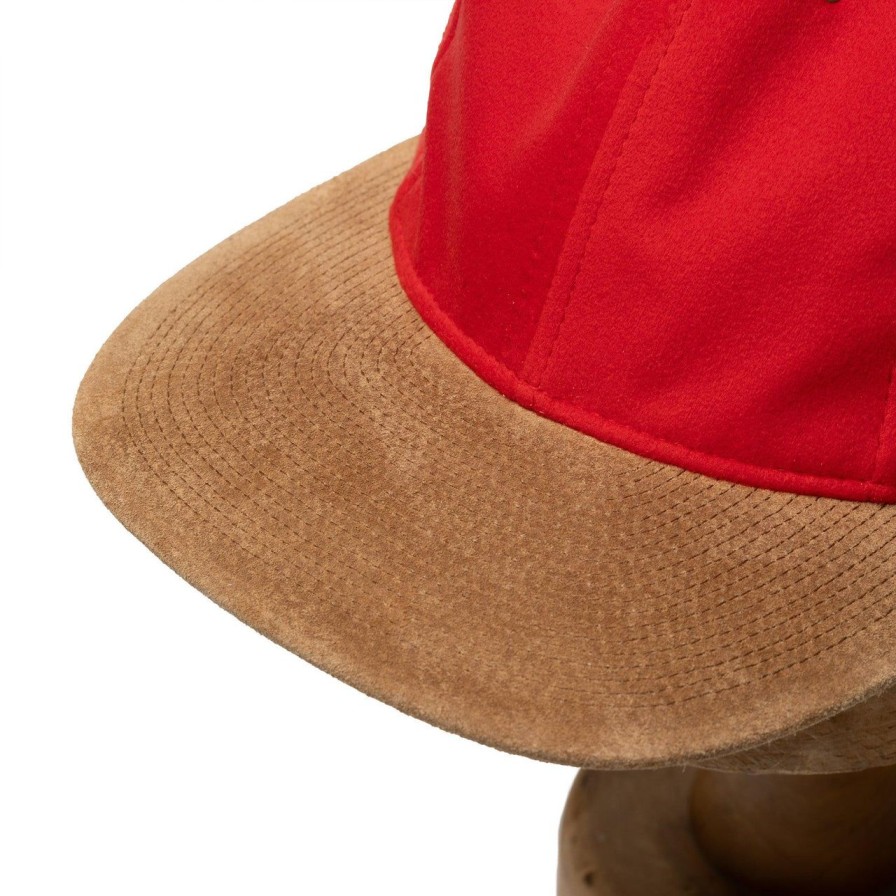 Accessories Poten Baseball Cap Poten | Poten Two Tone Suede Baseball Cap Red