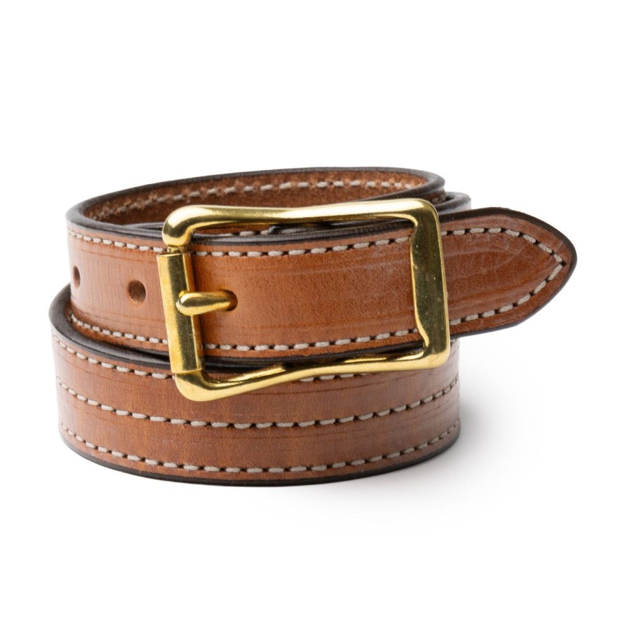 Clothing Yuketen Yuketen | Yuketen 1" Triple Stitch Belt Buck Brown W/Natural Stitch