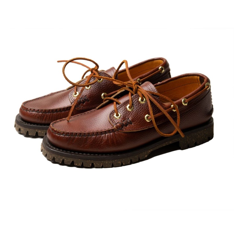 Clothing Yuketen Footwear Chevron Right Icon | Yuketen Hex Eye Boat Shoes W/Lug Sole Grizzly Brown