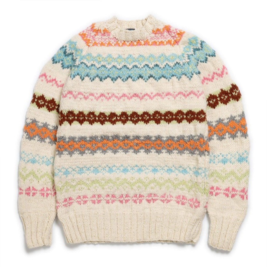 Clothing Chamula Knitwear | Chamula Fair Isle #8 Pullover Sweater Ivory