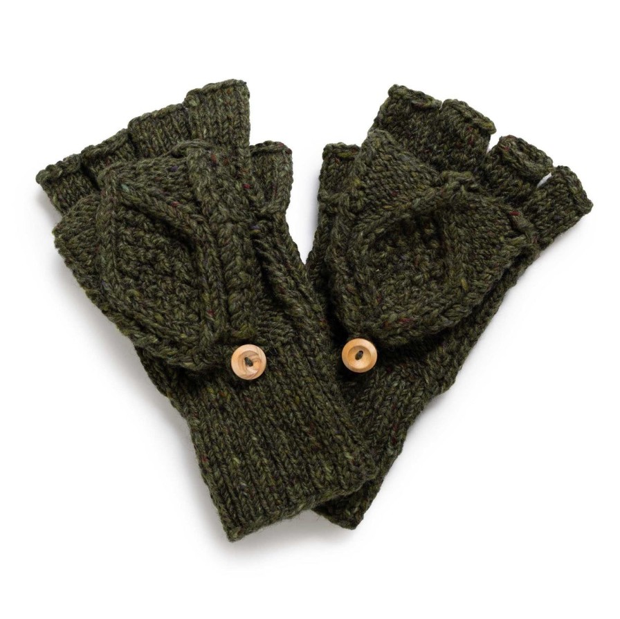 Clothing Allevol X Inverallan Knitwear | Allevol X Inverallan 22S Diamond Fingerless Gloves W/Cover Mohair Tweed Oak