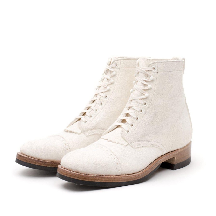 Clothing Clinch by Brass Tokyo Clinch | Clinch Lace Up Boots White Roughout Suede