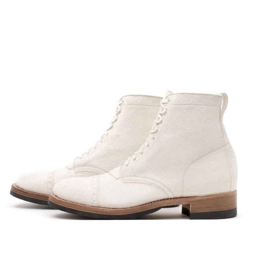 Clothing Clinch by Brass Tokyo Clinch | Clinch Lace Up Boots White Roughout Suede