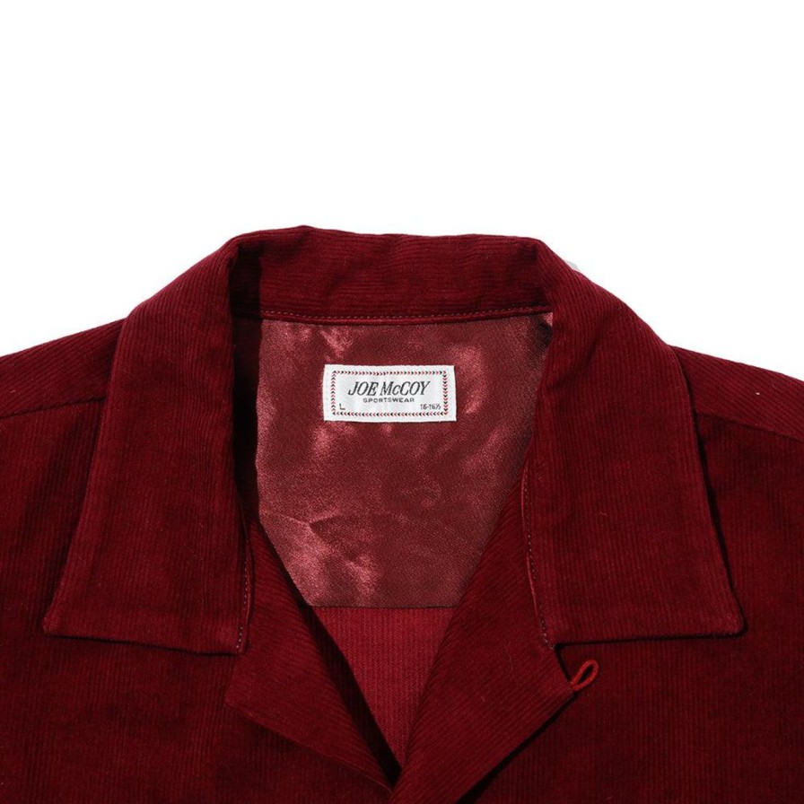 Clothing The Real McCoy's Shirts | The Real Mccoy'S Corduroy Open Collar Shirt Burgundy