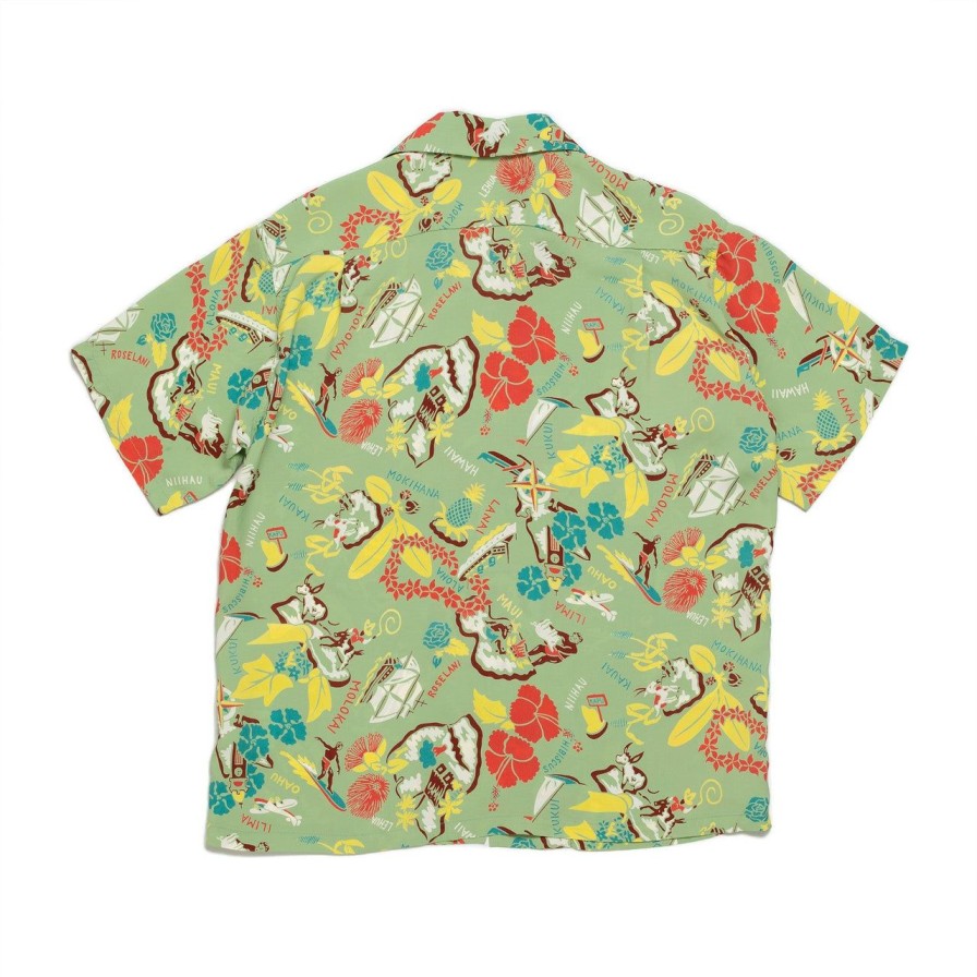 Clothing Sun Surf Shirts | Sun Surf Symbol Of The Islands Hawaiian Shirt Green