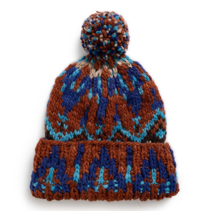 Clothing Chamula Knitwear | Chamula Double Cuff Cap Fair Isle #7 Intense Royal