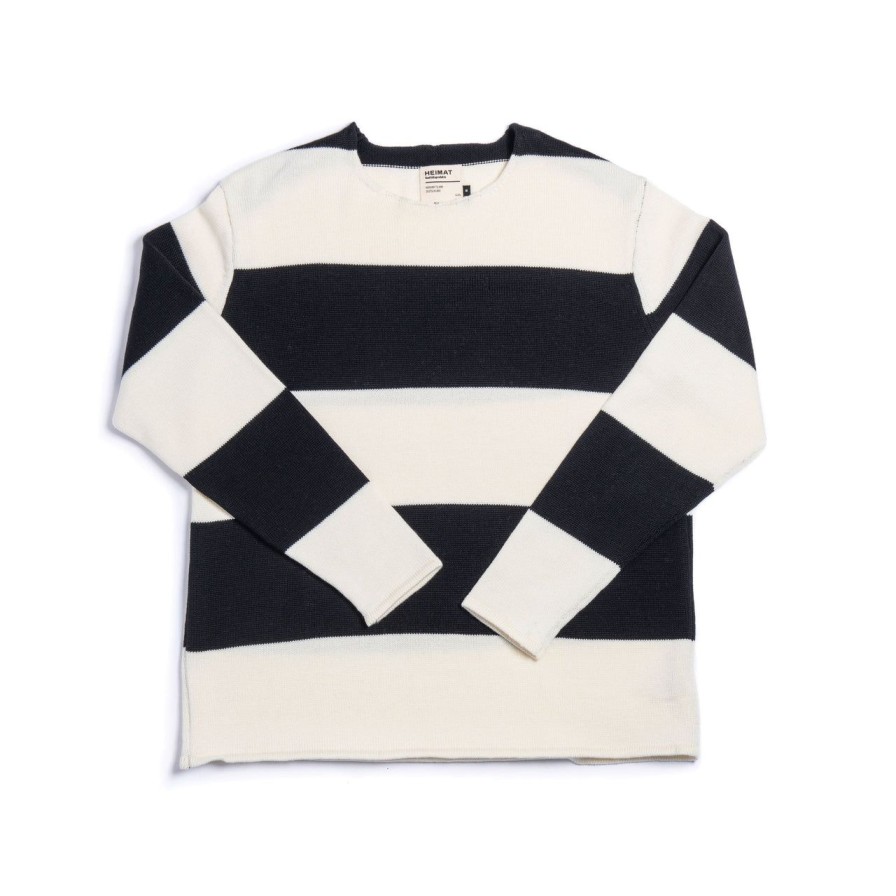 Clothing Heimat Knitwear | Heimat Harbour Rugby Schwarz / Seashell