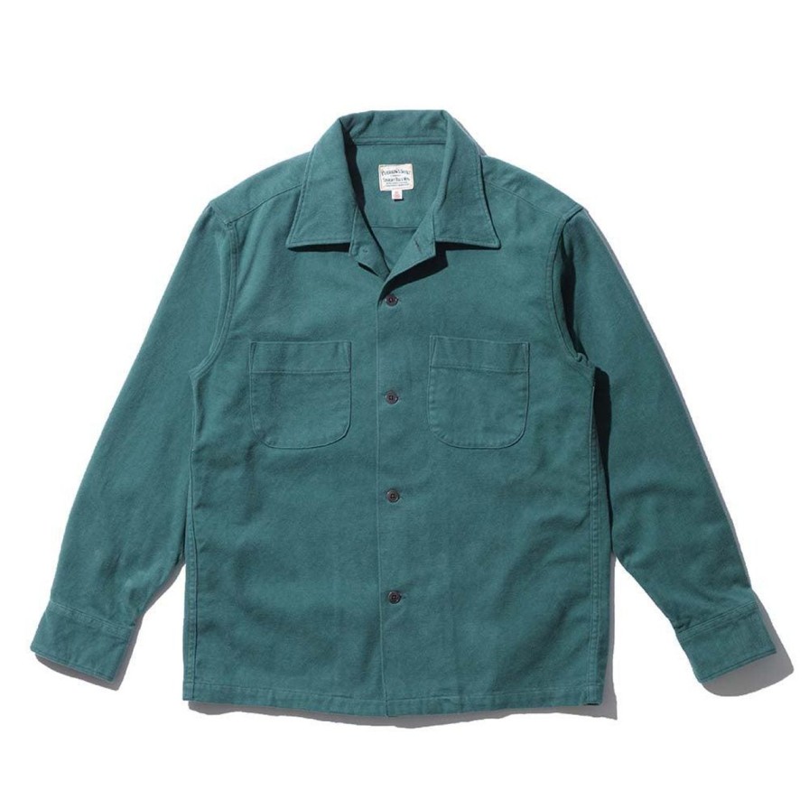 Clothing Pherrow's Shirts | Pherrow'S 22W-Pos1 Open Collar Shirt Green