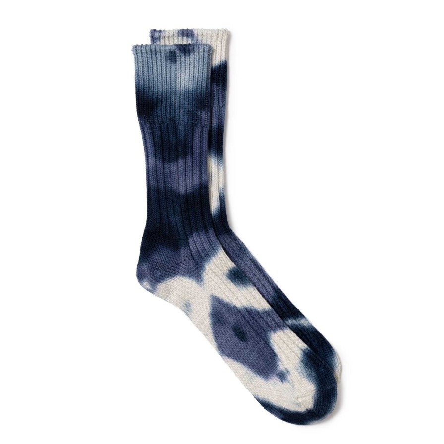 Accessories Rototo Rototo | Rototo Chunky Ribbed Crew Socks Tie Dye Navy/ Blue