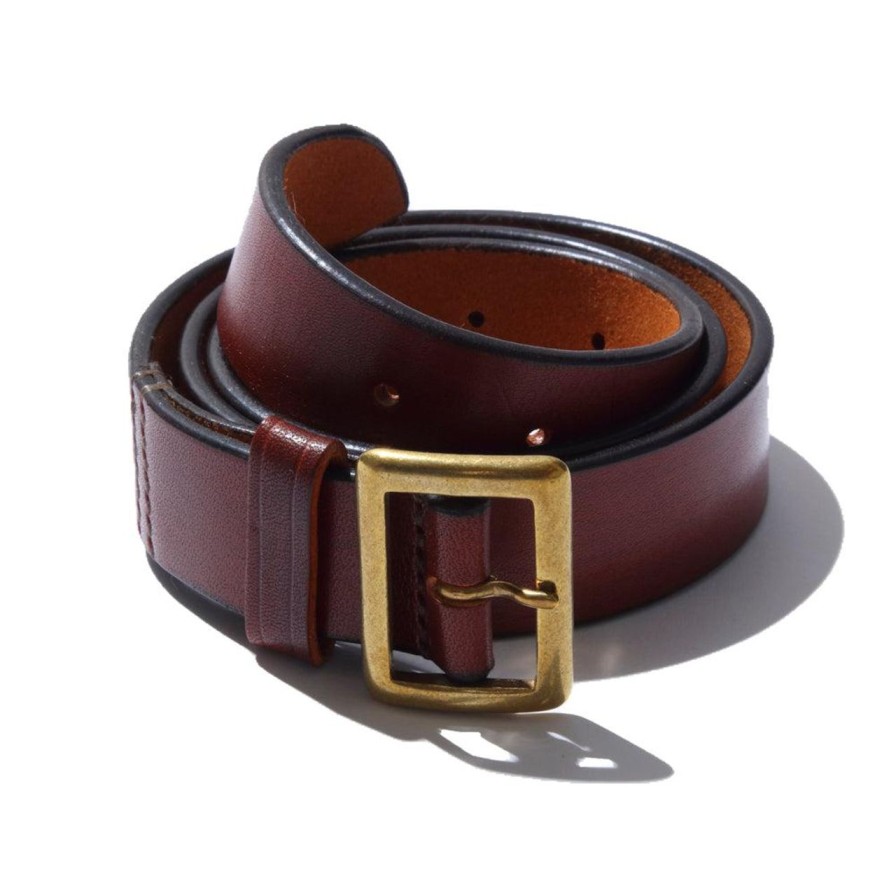 Accessories Belafonte Ragtime Clothing Belafonte | Belafonte Ragtime Leather Garrison Belt (30Mm) Brown X Brass