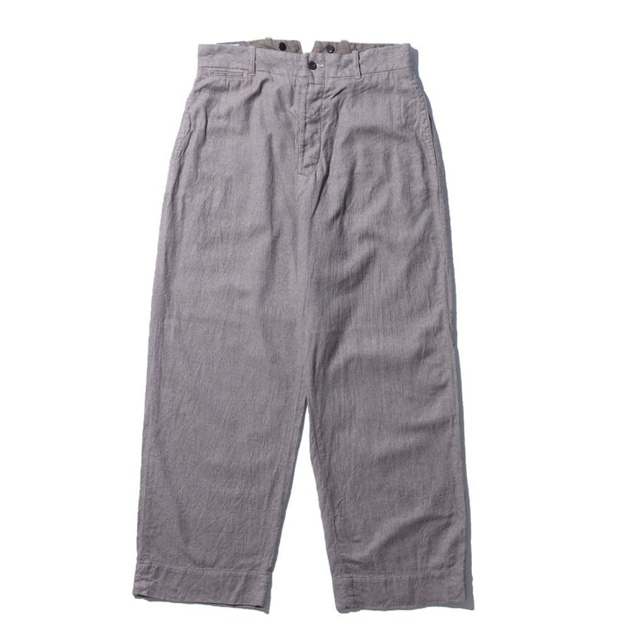 Clothing Belafonte Ragtime Clothing Chinos | Belafonte Ragtime Clothing Hi Back Trousers Cotton/Linen Herringbone Smoky Blue Grey