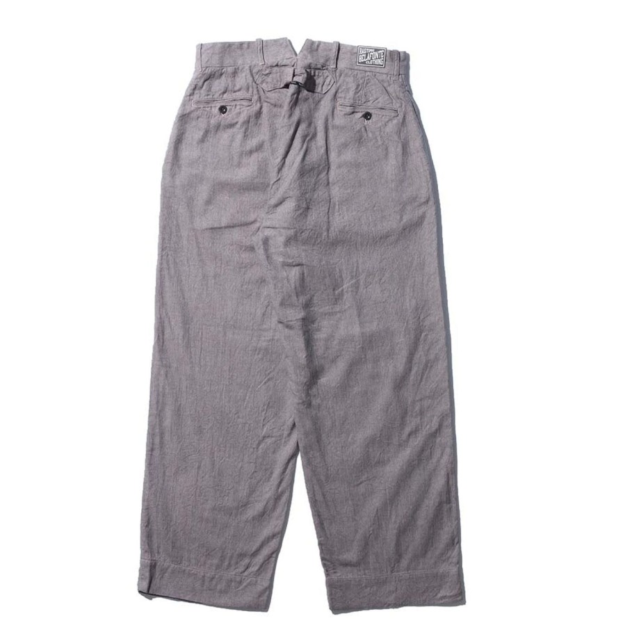 Clothing Belafonte Ragtime Clothing Chinos | Belafonte Ragtime Clothing Hi Back Trousers Cotton/Linen Herringbone Smoky Blue Grey