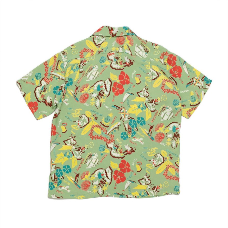 Clothing Sun Surf Hawaiian Shirt | Sun Surf Symbol Of The Islands Hawaiian Shirt Green