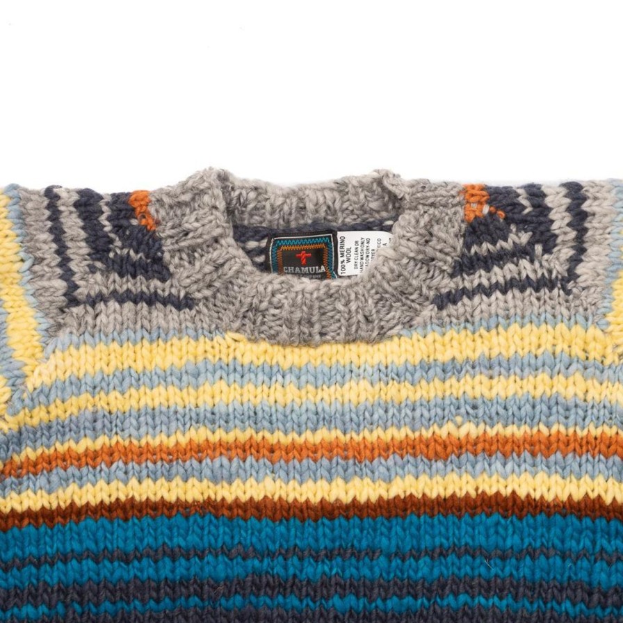 Clothing Chamula Knitwear | Chamula Multi Stripe Pullover Knit Pearl Grey