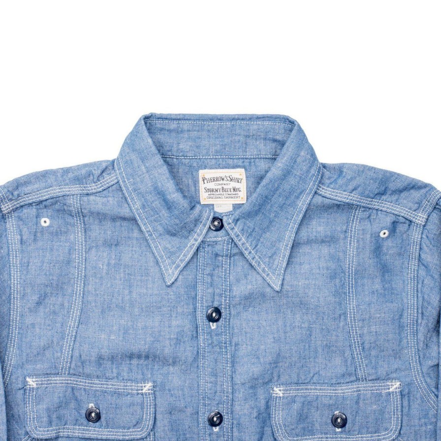 Clothing Pherrow's Shirts | Pherrow'S 770Ws Chambray Shirt Blue