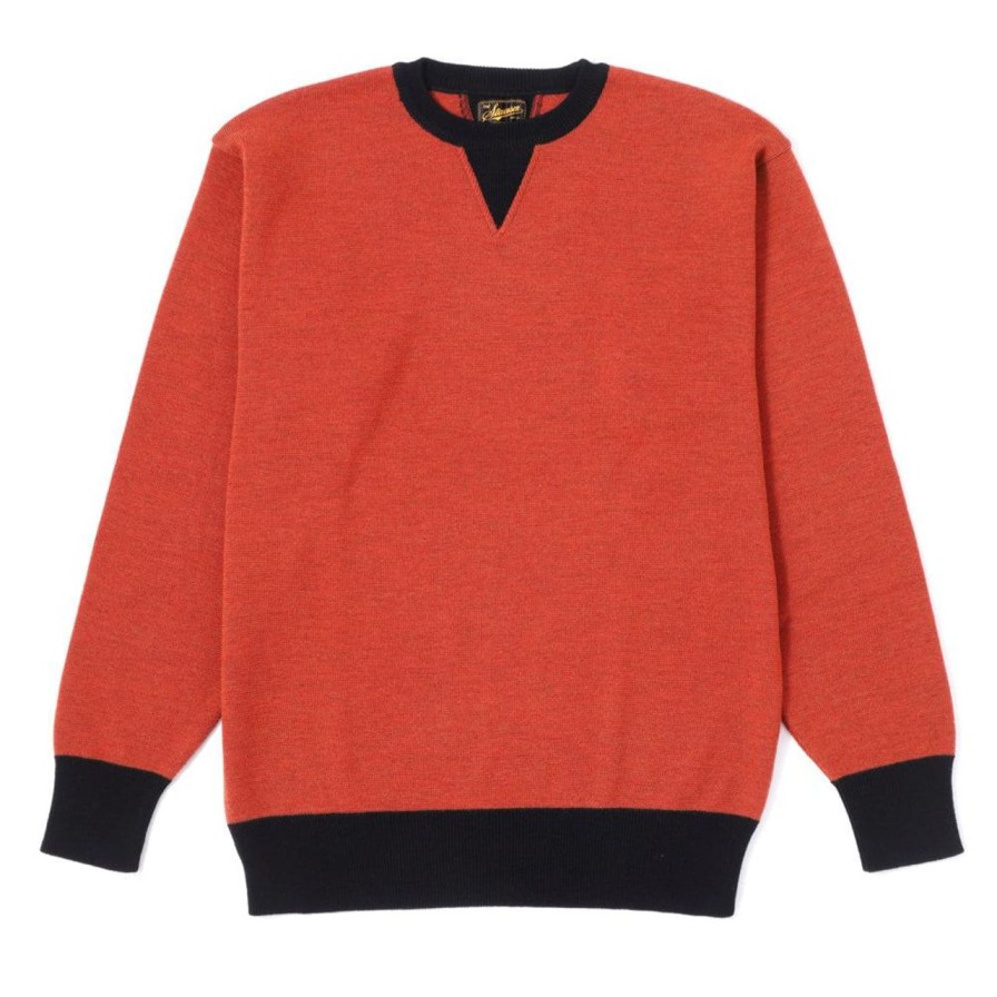 Clothing Stevenson Overall Knitwear | Stevenson Overall V-Gusset Wool Knitted Sweatshirt Orange