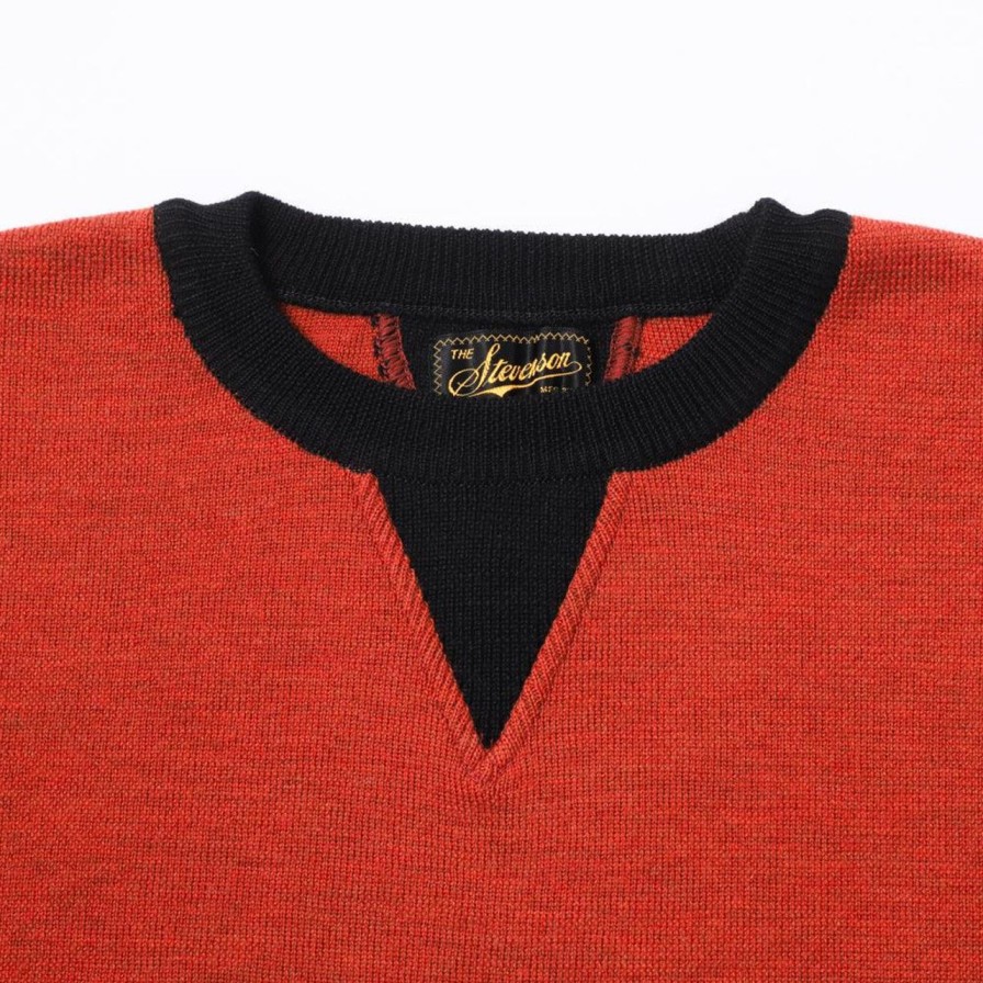 Clothing Stevenson Overall Knitwear | Stevenson Overall V-Gusset Wool Knitted Sweatshirt Orange