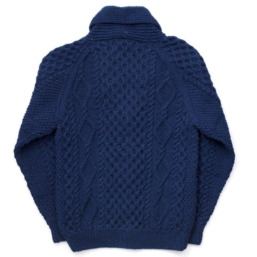 Clothing Allevol Knitwear | Allevol X Inverallan Shawl Collar Cardigan 6A Indigo Cotton Indigo