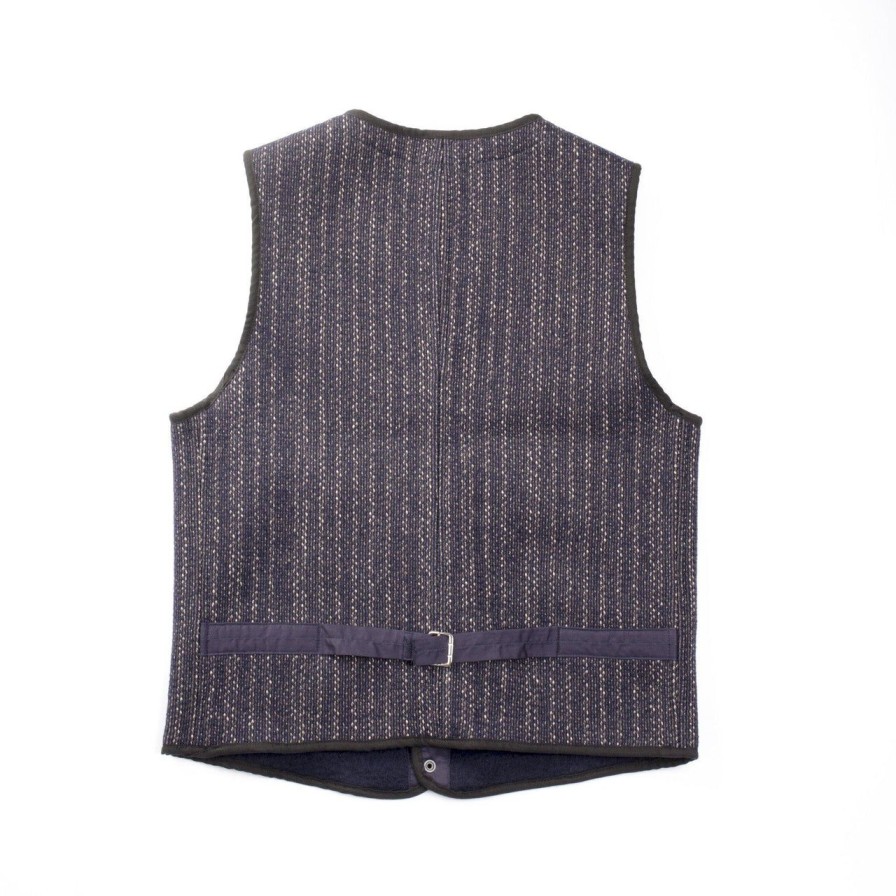 Clothing Brown's Beach Vests | Brown'S Beach Bbj-001 Early Vest Navy Stripe