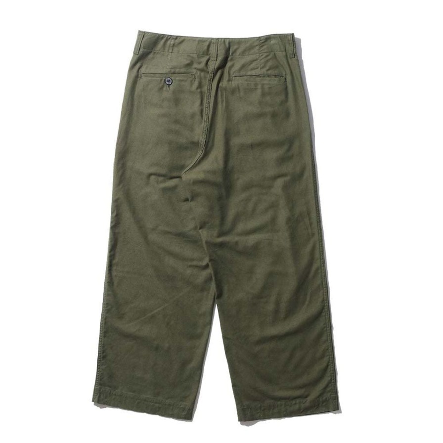 Clothing Kuon Chinos | Kuon Moleskin Wide Trousers Olive