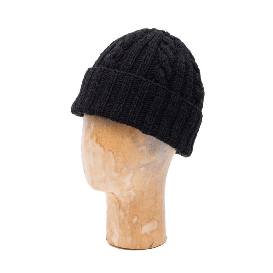 Clothing Allevol X Inverallan Knitwear | Allevol X Inverallan Cable Knit Cotton Beanie 22F Black