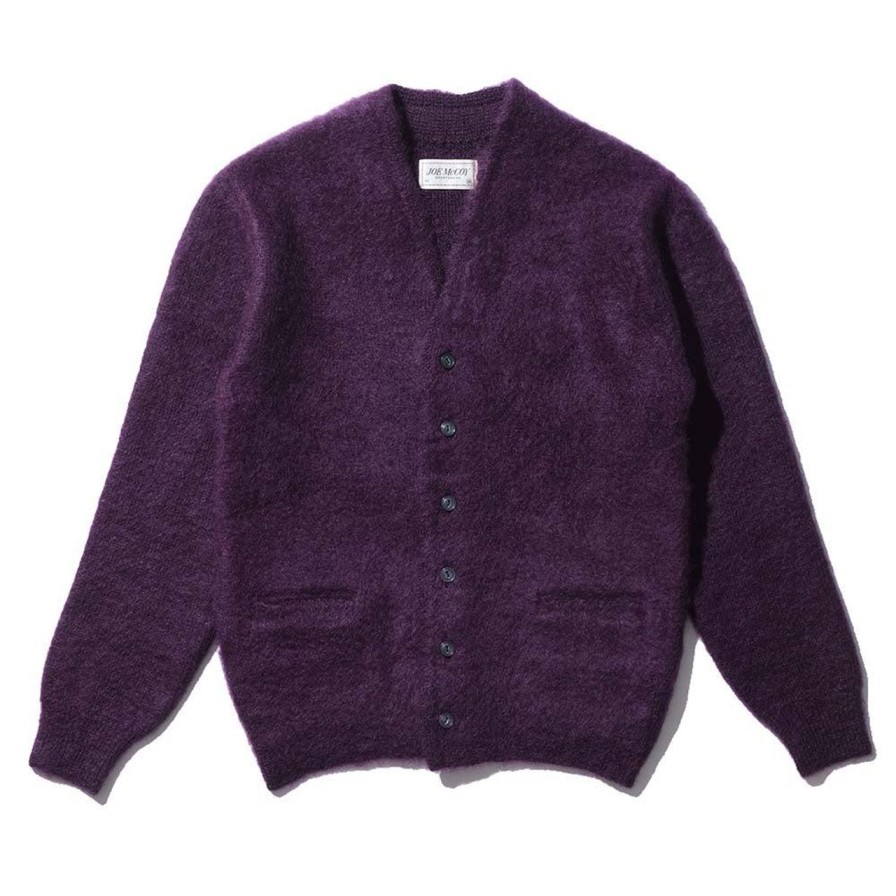 Clothing The Real McCoy's Knitwear | The Real Mccoy'S Joe Mccoy Mohair Cardigan Purple