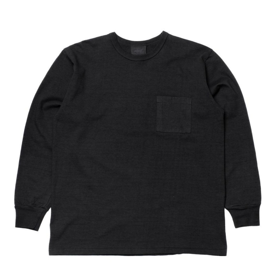 Clothing Allevol T-Shirts & Undershirts | Allevol Heavy Duty Crew Neck Square Pocket L/S T-Shirt Black