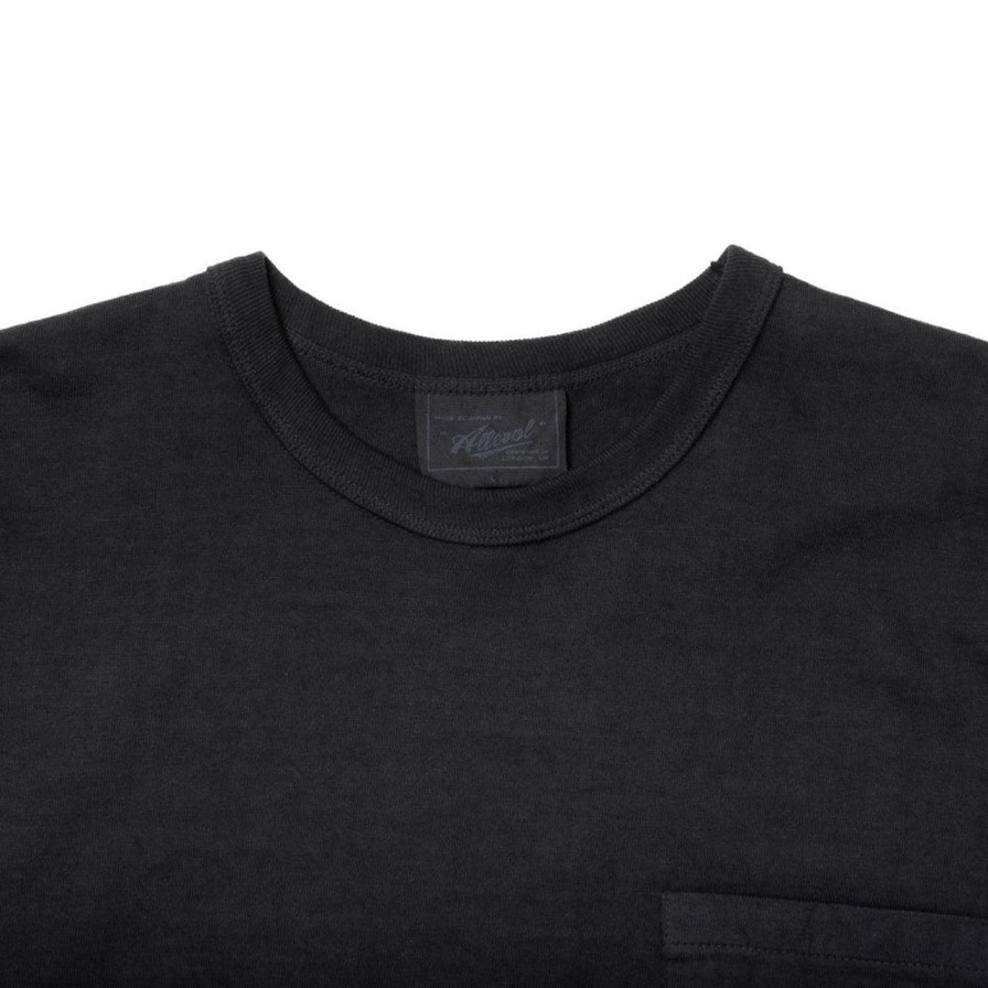 Clothing Allevol T-Shirts & Undershirts | Allevol Heavy Duty Crew Neck Square Pocket L/S T-Shirt Black