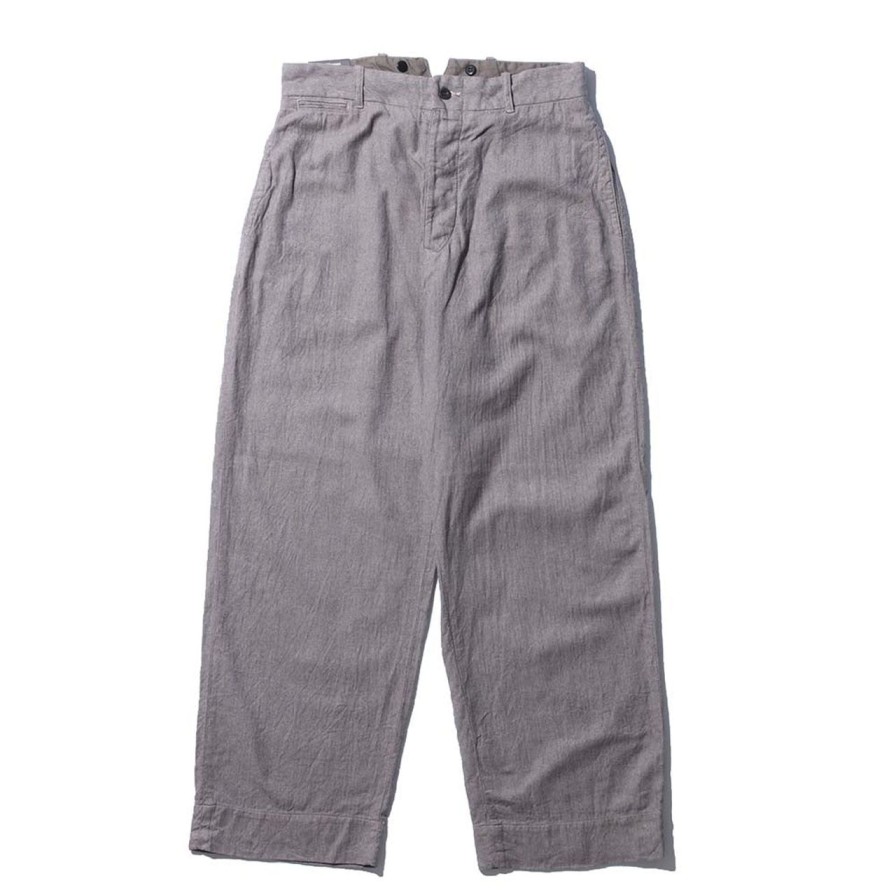 Clothing Belafonte Ragtime Clothing Pants & Trousers | Belafonte Ragtime Clothing Hi Back Trousers Cotton/Linen Herringbone Smoky Blue Grey