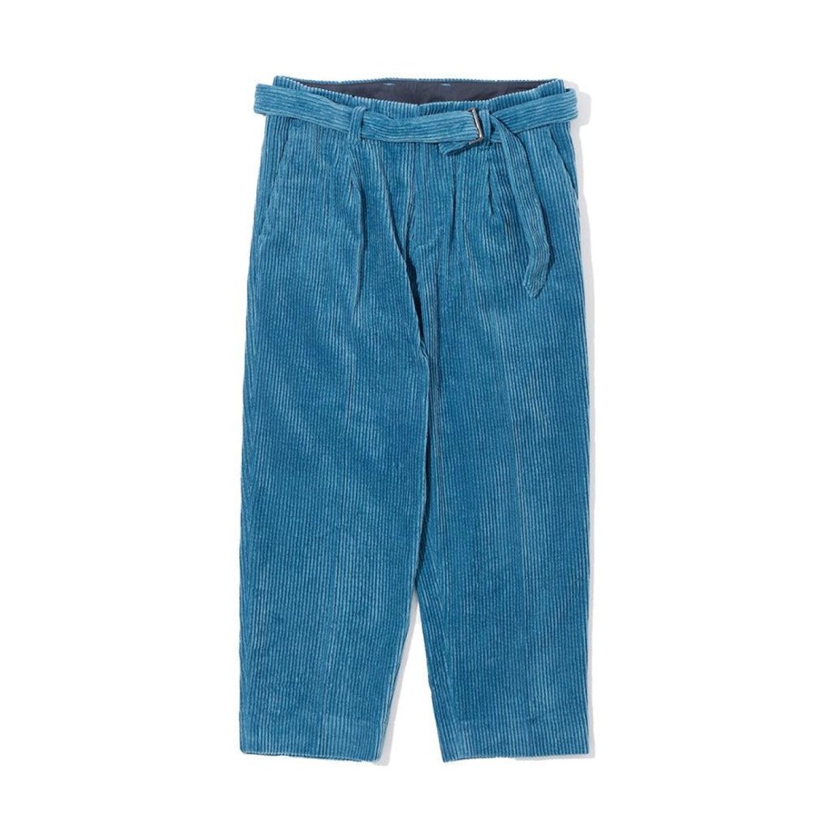 Clothing Kuon Chinos | Kuon Fanage Corduroy Belted Trousers Marine Blue