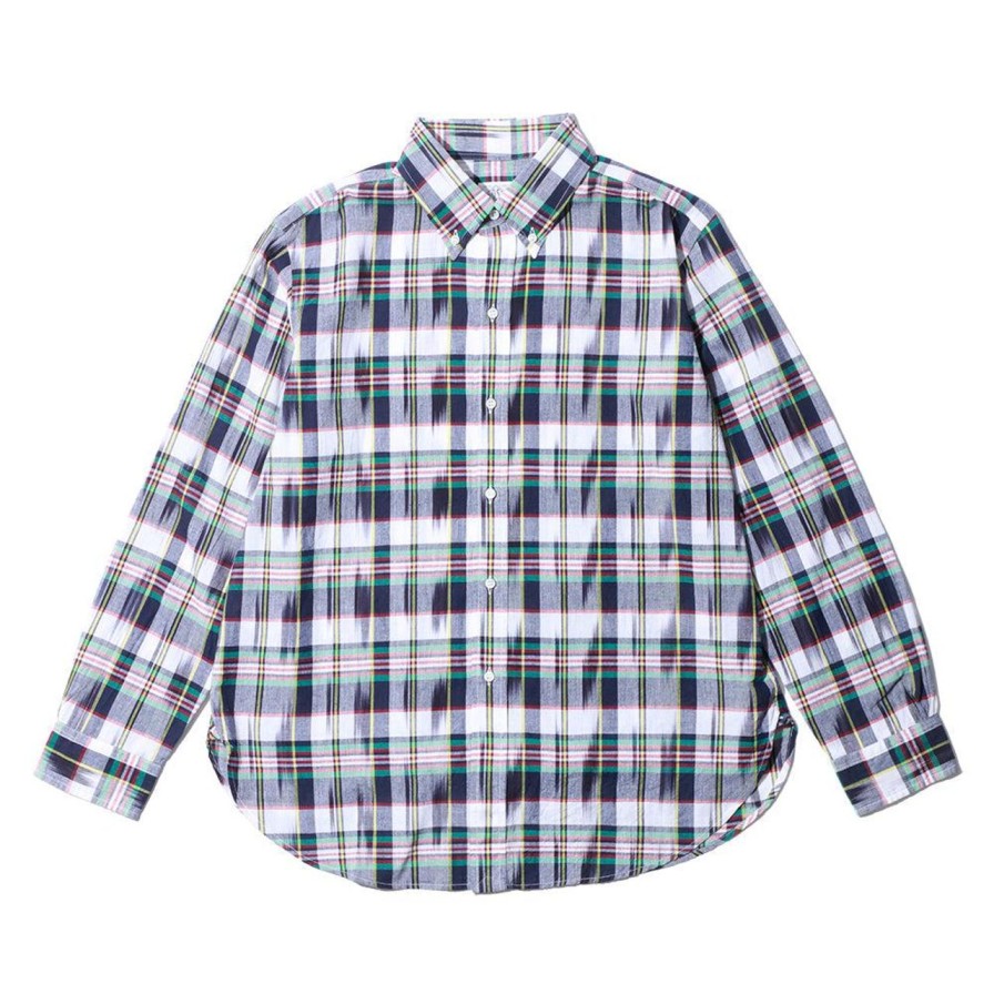 Clothing Post Overalls Shirts | Post Overalls Bd2 Ikat Madras Shirt Navy