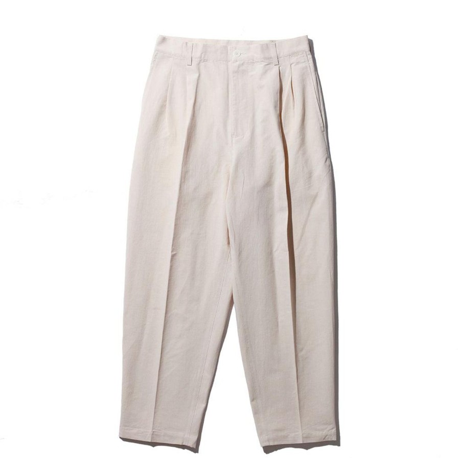 Clothing Kuon Pants & Trousers | Kuon Washi/Cotton Pleated Tapered Trousers Ivory