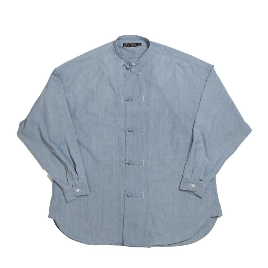 Clothing Haversack Shirts | Haversack China Button Shirt Indigo