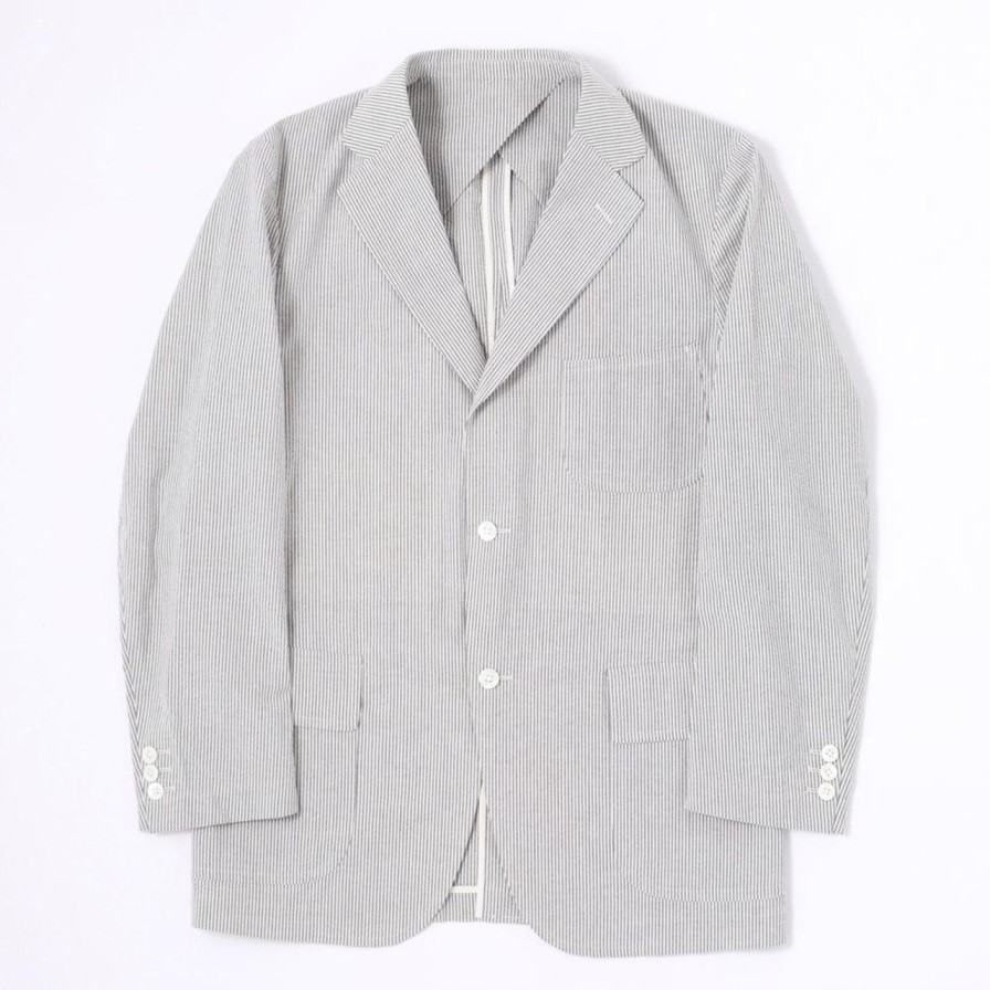 Clothing Anatomica Jackets And Coats | Anatomica University Jacket Seersucker Grey