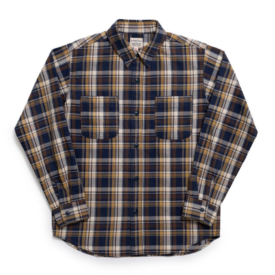 Clothing Pherrow's Shirts | Pherrow'S Cotton Flannel Shirt Navy