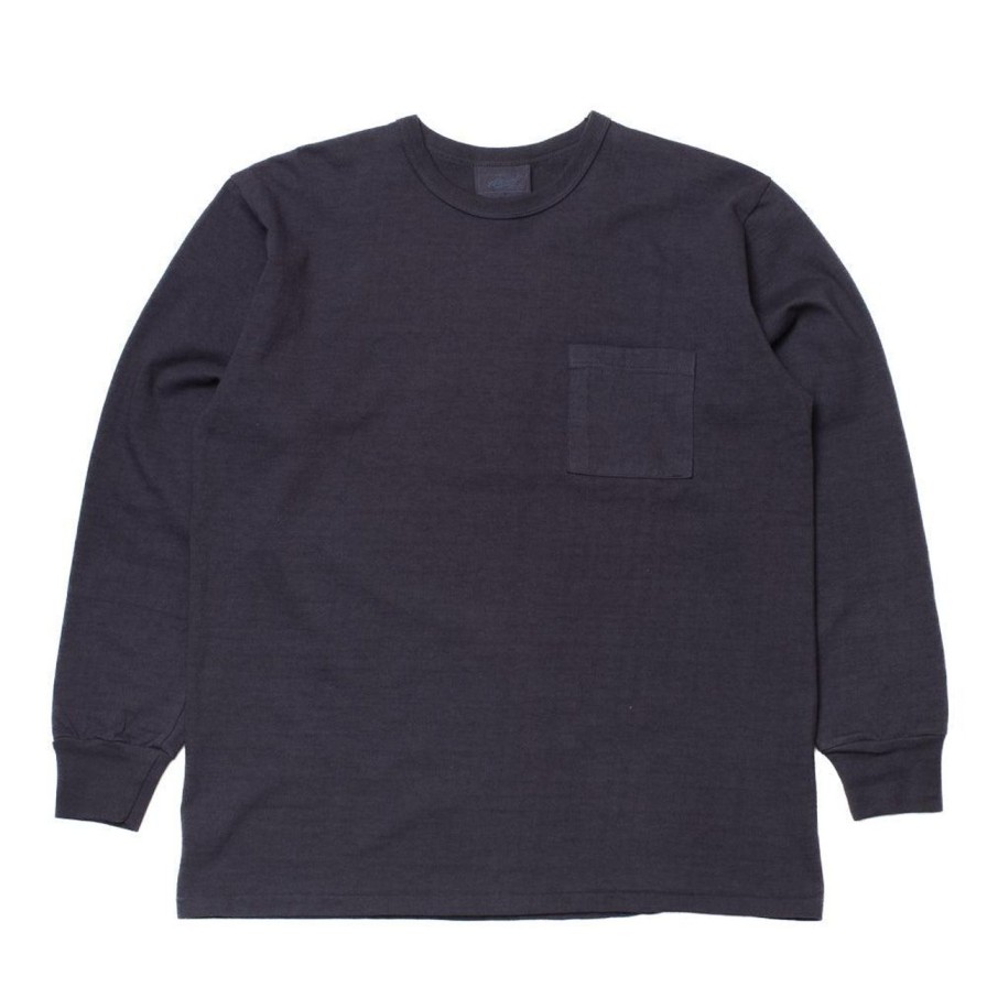 Clothing Allevol T-Shirts & Undershirts | Allevol Heavy Duty Crew Neck Square Pocket L/S T-Shirt Navy