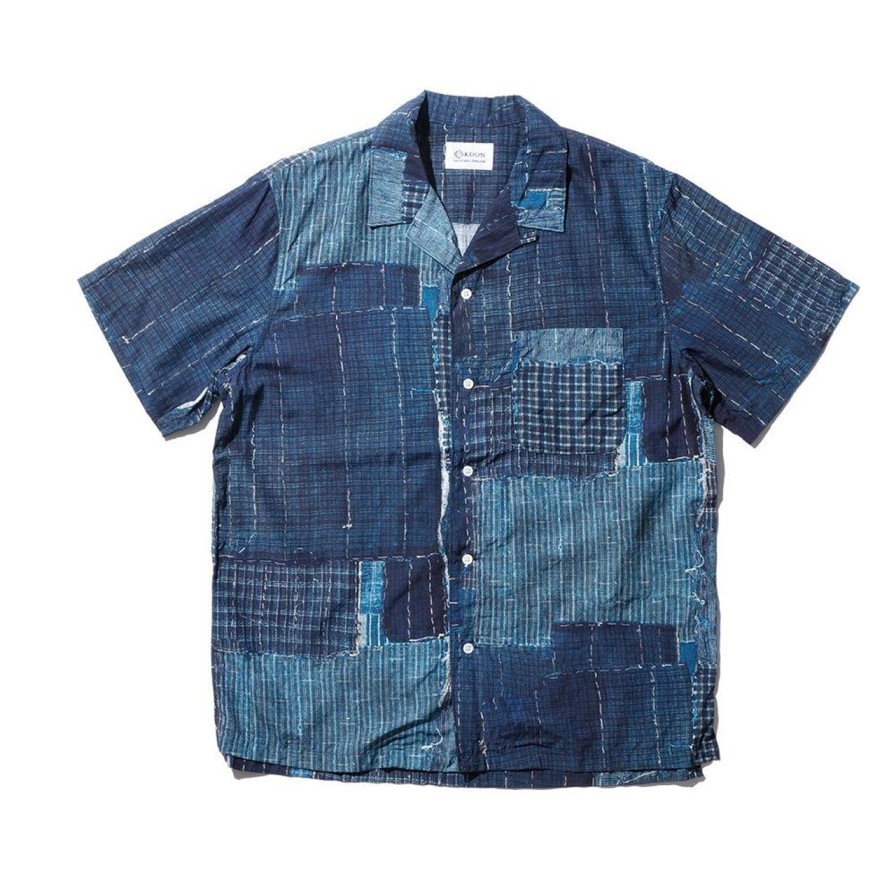 Clothing Kuon Shirts | Kuon Boro Hawaiian Shirt Navy