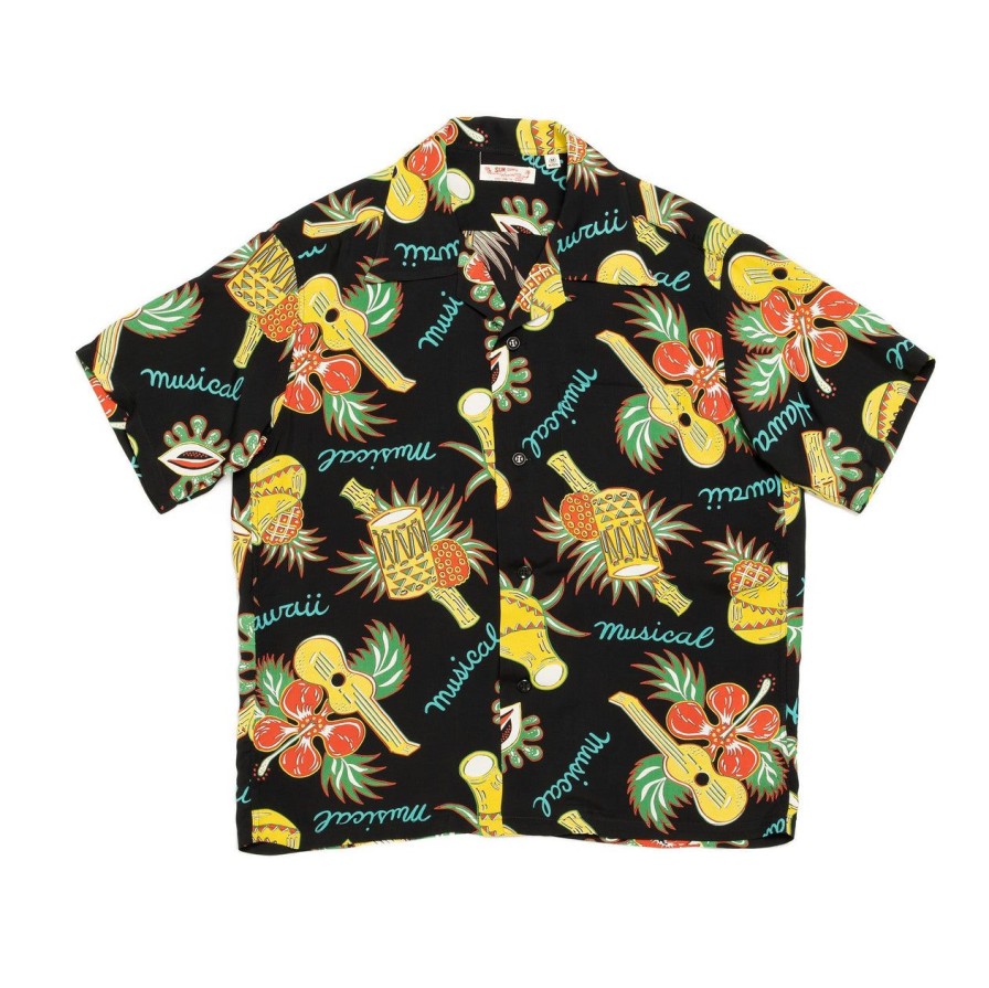 Clothing Sun Surf Shirts | Sun Surf Hawaii Musical Hawaiian Shirt Black