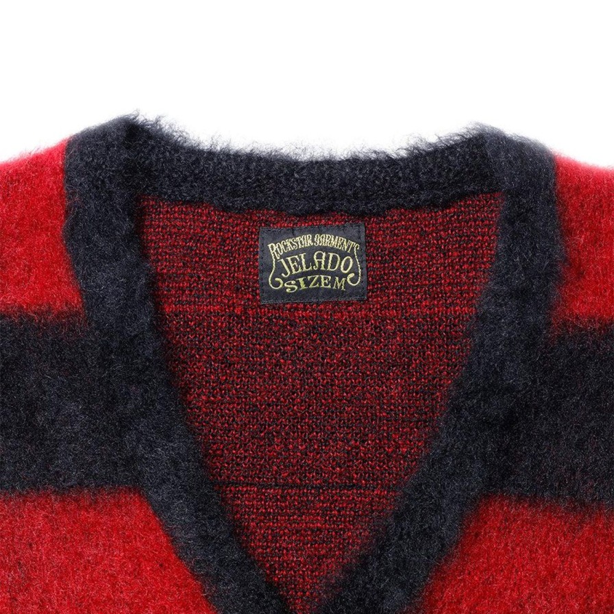 Clothing Jelado Knitwear | Jelado 'Cobain' Mohair Cardigan Red X Black