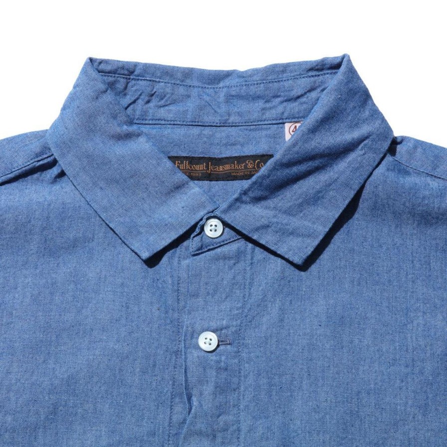 Clothing Full Count Shirts | Full Count Relax S/S Chambray Shirt Indigo