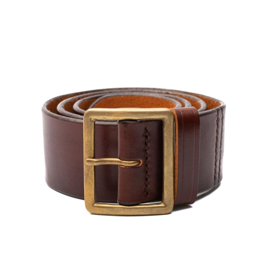 Accessories Belafonte Ragtime Clothing Belafonte | Belafonte Ragtime Leather Garrison Belt 45Mm Brown X Brass