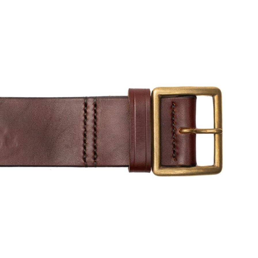 Accessories Belafonte Ragtime Clothing Belafonte | Belafonte Ragtime Leather Garrison Belt 45Mm Brown X Brass