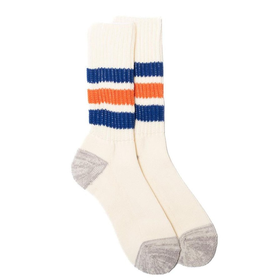 Accessories Rototo Rototo | Rototo Coarse Ribbed Old School Crew Socks Blue/Orange