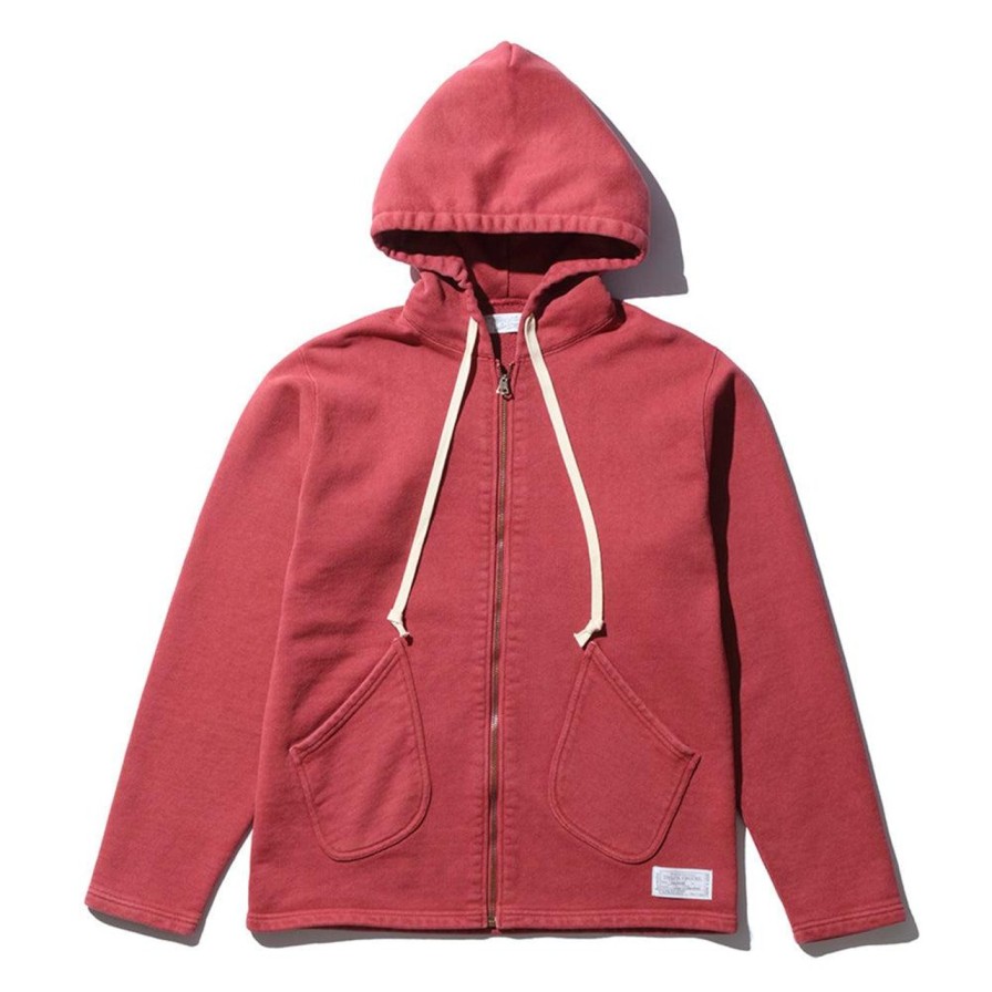 Clothing Orgueil Sweatshirts & Hoodies | Orgueil Zip-Up Hooded Sweatshirt Red