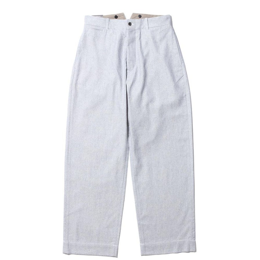 Clothing Belafonte Ragtime Clothing Pants & Trousers | Belafonte Ragtime Clothing Hi Back Trousers Cotton/Linen Herringbone Blue Grey