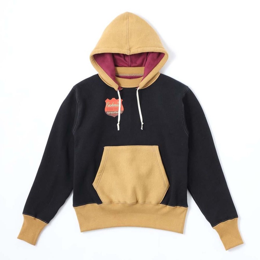 Clothing Cushman Sweatshirts & Hoodies | Cushman Lot. 26302 Double Face After Hood Parka Black X Gold