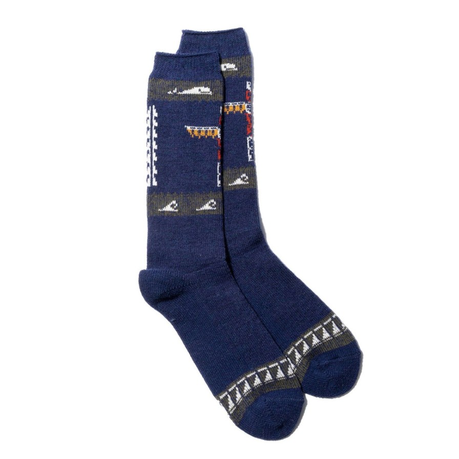 Accessories Anonymous Ism Anonymous Ism | Anonymous Ism Wool Totempole Crew Sock Navy