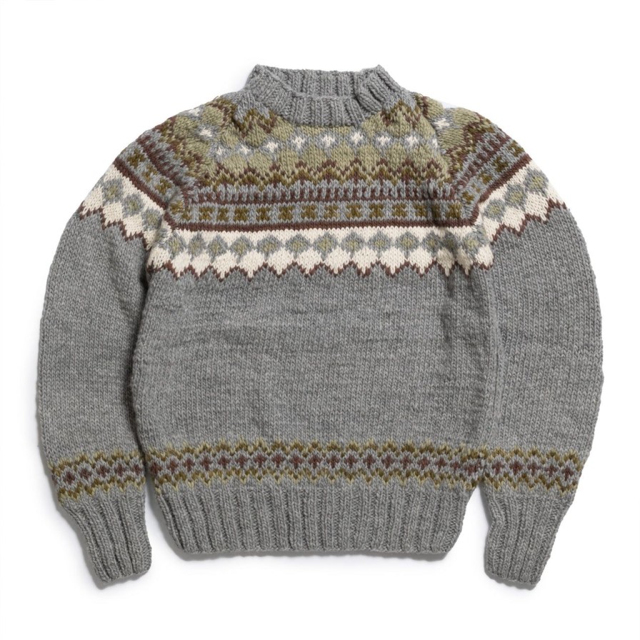 Clothing Chamula Knitwear | Chamula Fair Isle #3 Pullover Knit Pearl Grey