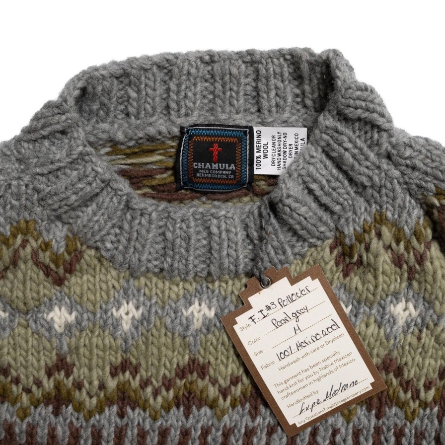 Clothing Chamula Knitwear | Chamula Fair Isle #3 Pullover Knit Pearl Grey